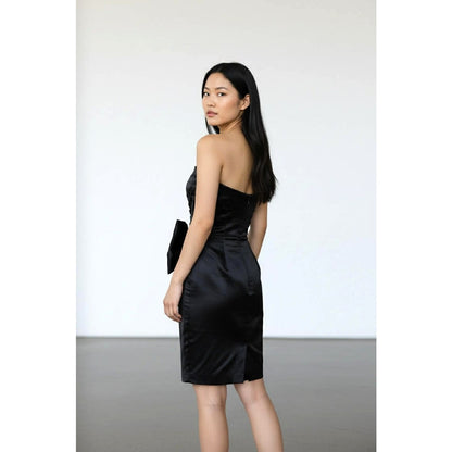 ONLY ONE!!! Vintage Gunne Sax Jessica McClintock Black Strapless Satin Cocktail Dress ~ Size 3