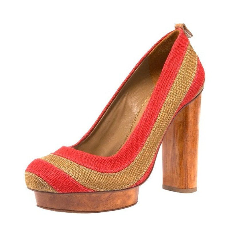 ONLY ONE!!! Tory Burch $250 LIMITED JOELLE Linen Block Platform Heels ~ Size 6M