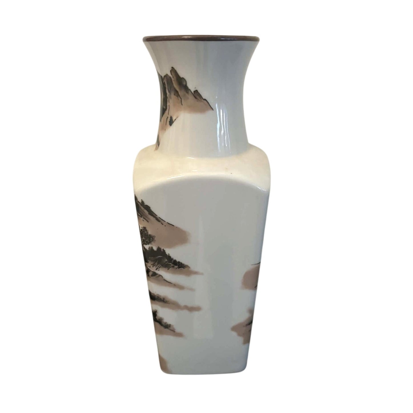 Vintage Japanese Scenic Landscape Ceramic Vase