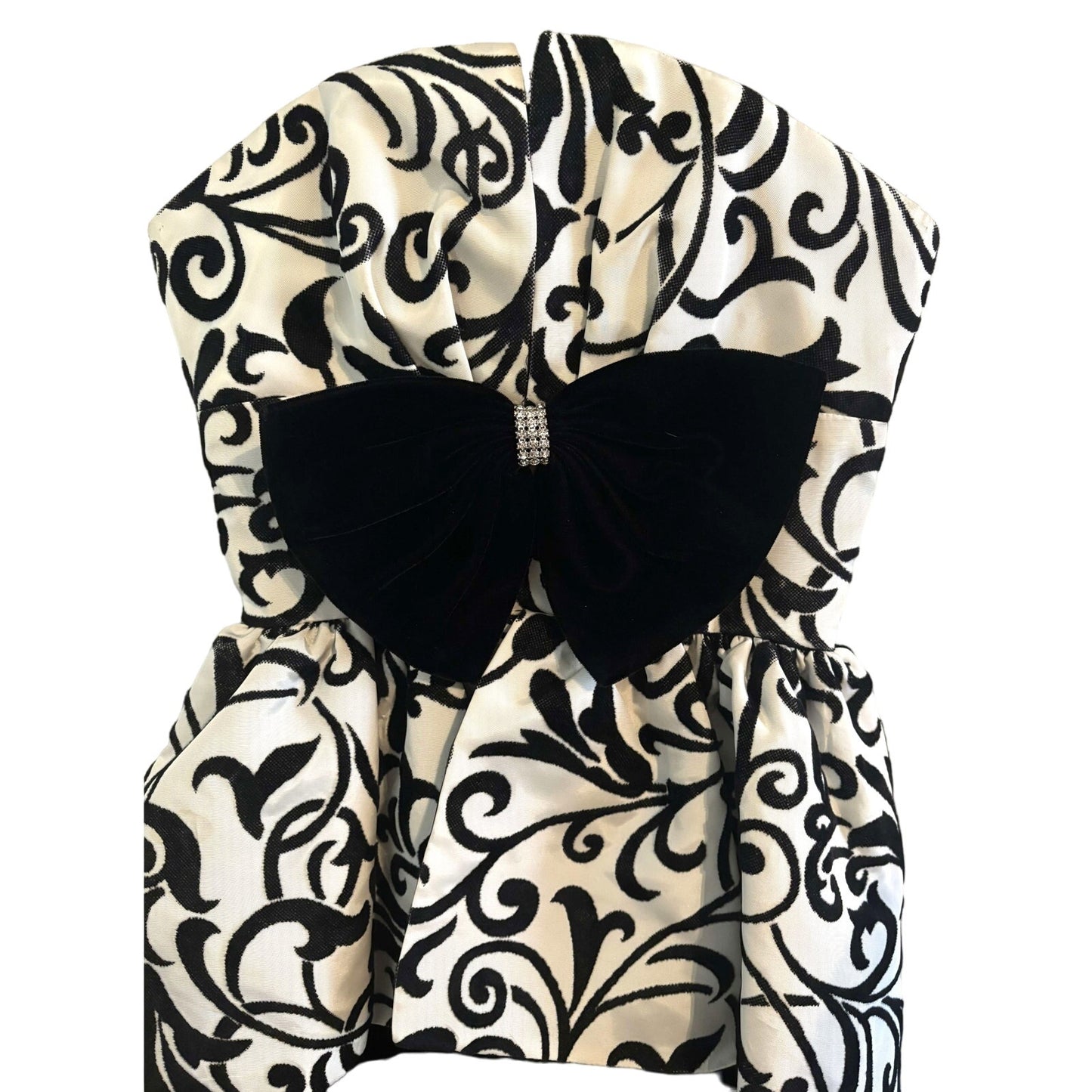 ONLY ONE!!! Vintage 1980s DARCY Black & White Strapless Party Dress 3/4