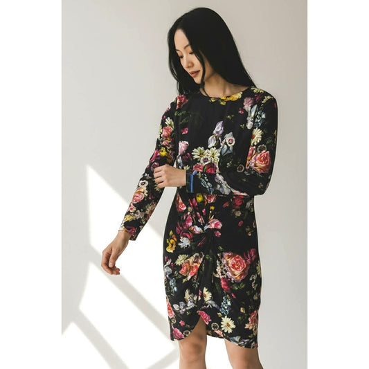 ONLY ONE!!! Ted Baker London Izzie Black Floral Knot Front Dress ~ Size 2