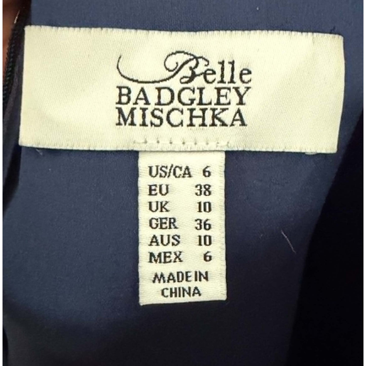 Belle Badgley Mischka Navy Lace Fit Flare Dress Size 6