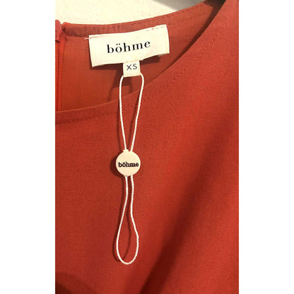 ONLY ONE!!! Böhmé Orange Knot-Front Midi Dress XS – Viscose Linen Blend