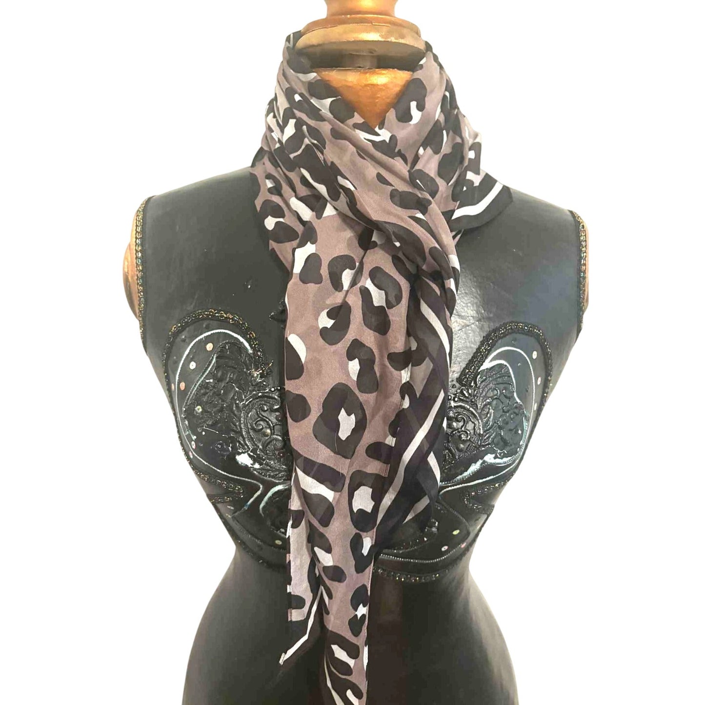 cabi Leopard Print Silk Chiffon Scarf | Curated Classic