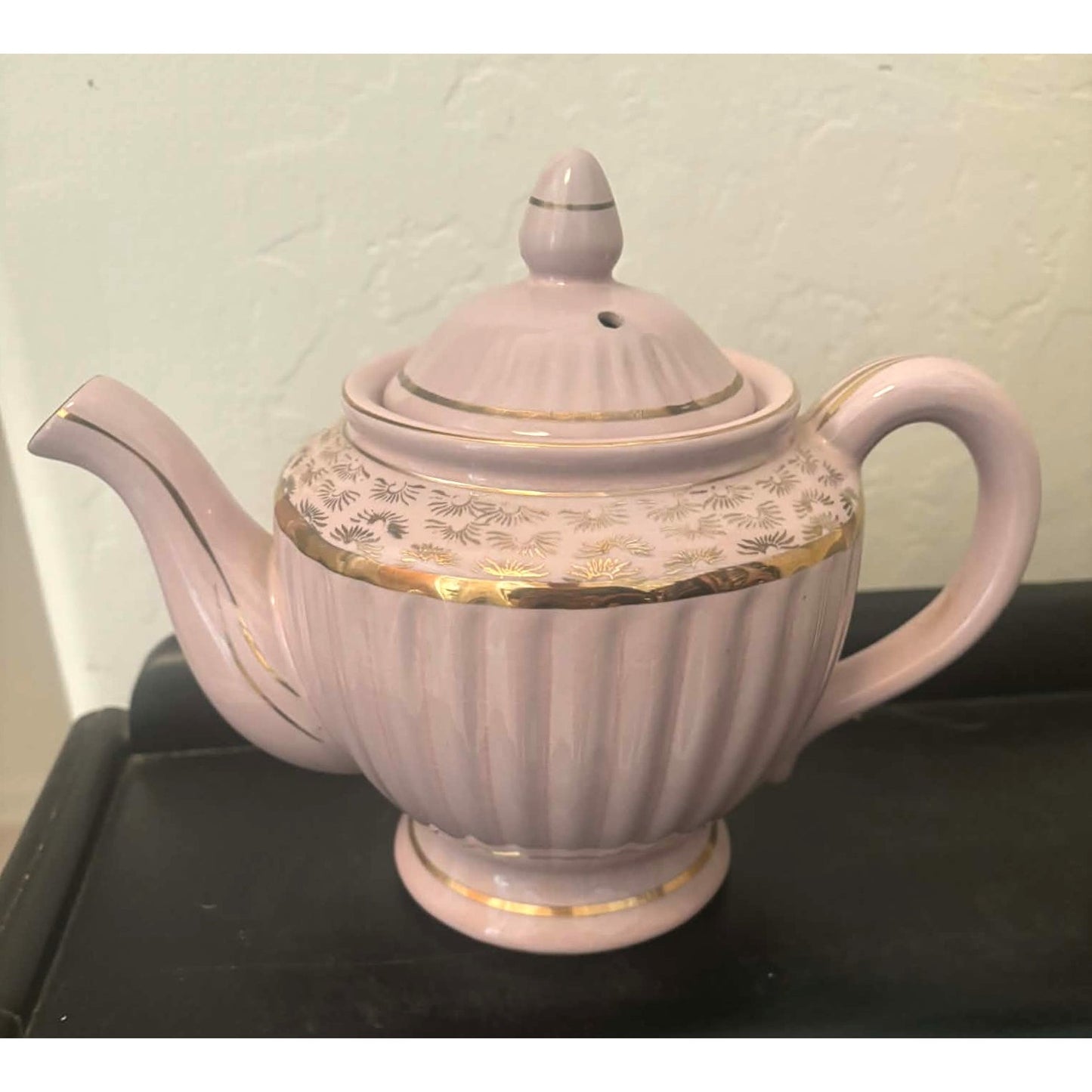 Vintage Pink Lavender Gold Teapot Made in Japan
