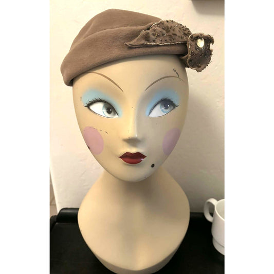 Vintage Italian Beaded Cocktail Hat by Lou Johnson