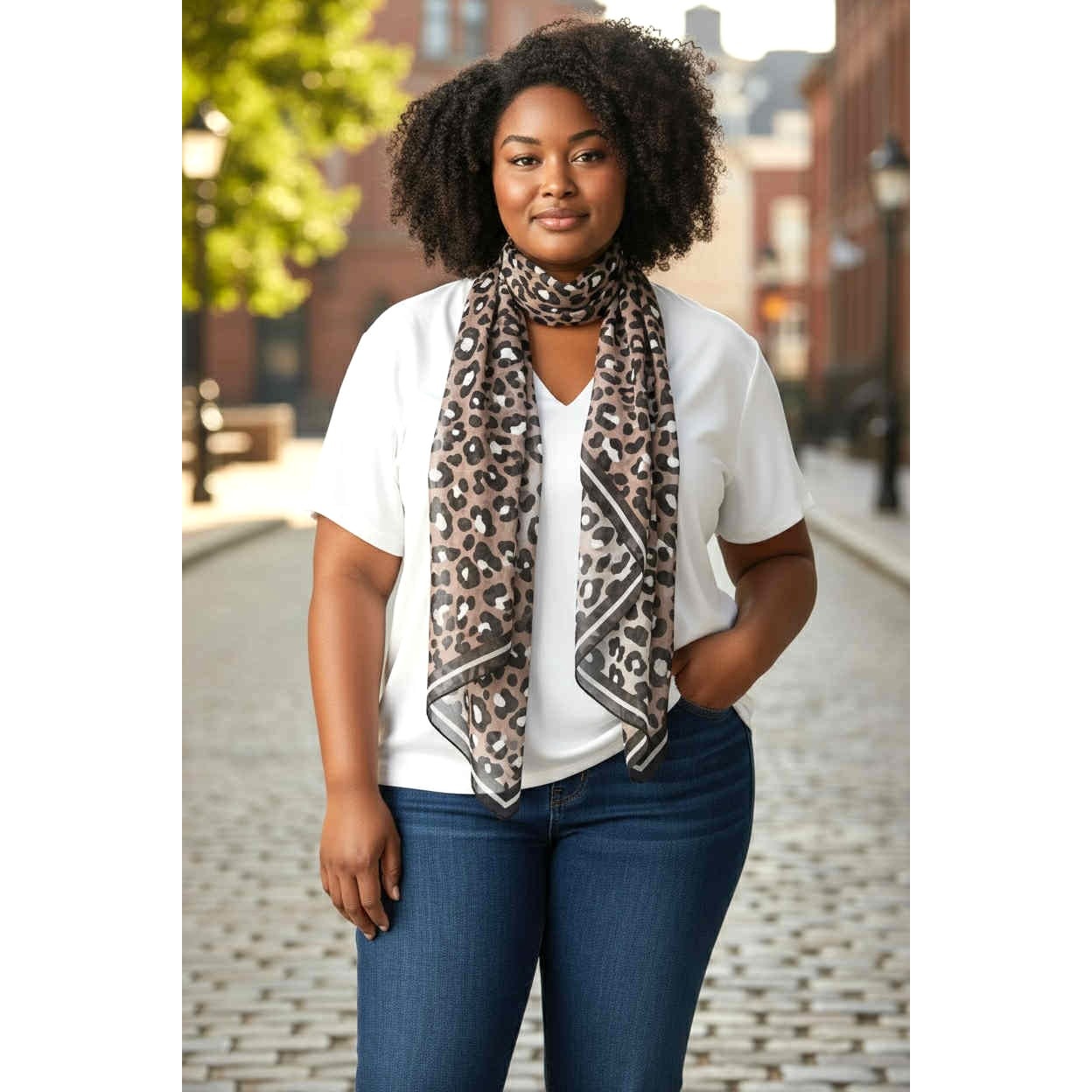 cabi Leopard Print Silk Chiffon Scarf | Curated Classic