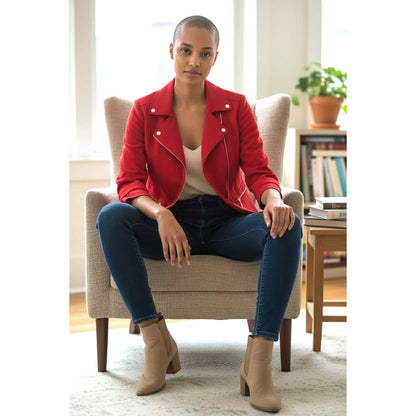 White House Black Market Red Zip Front Jacket – Size 6