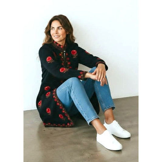 Take Two Embroidered Floral Duster Jacket ~ Size L