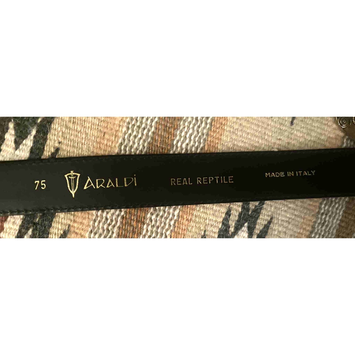 ONLY ONE!!! Araldi 1930 Red Genuine Reptile Leather Belt – Gold Statement Buckle Made in Italy