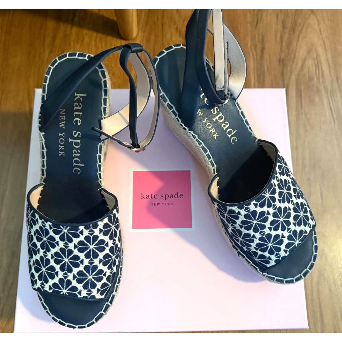 Kate Spade Fab Spade Flower Jacquard Espadrille Wedge Sandals 9.5M