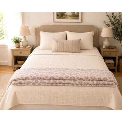 Barefoot Dreams CozyChic Leopard Plush Throw Blanket in Blush Cream