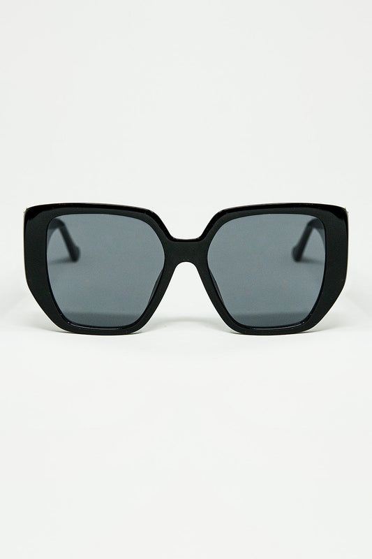 Q2 Black Geometric Cat Eye Pin-Up Sunglasses