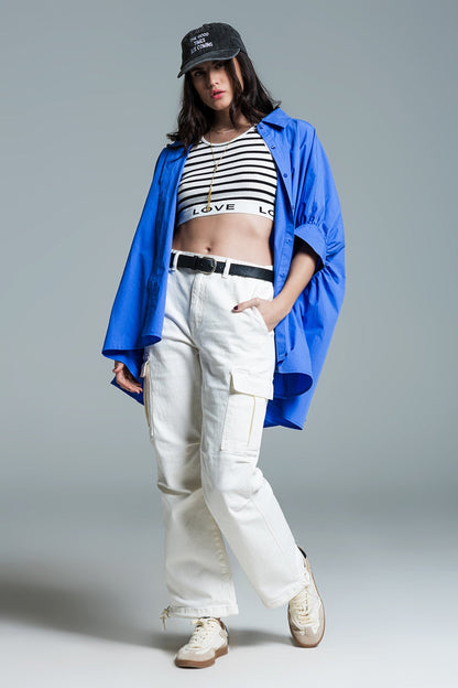 Q2 Spanish Designed Oversized Cotton Blouse