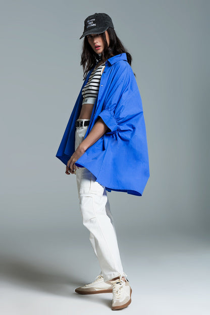 Q2 Spanish Designed Oversized Cotton Blouse