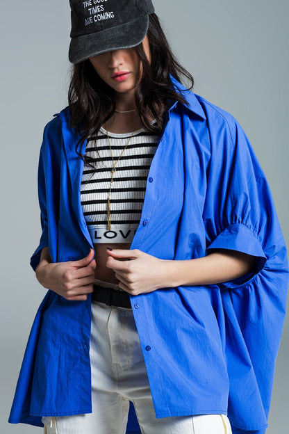 Q2 Spanish Designed Oversized Cotton Blouse