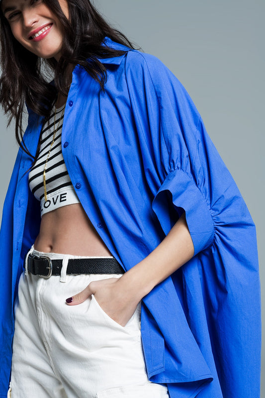Q2 Spanish Designed Oversized Cotton Blouse