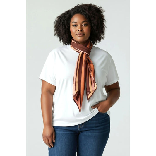 ONLY ONE!!! Vintage Signed Vera Neumann Signed Brown Orange Oblong Scarf