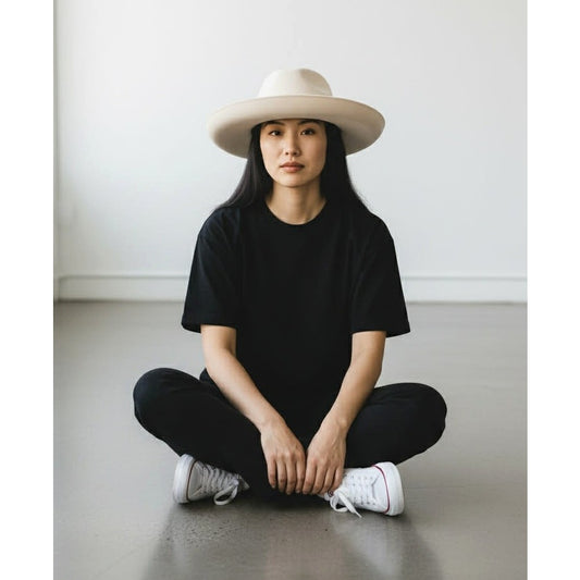 ONLY ONE!!! Vintage Ted Lapidus Paris Cream Wool Felt Wide Brim Hat France