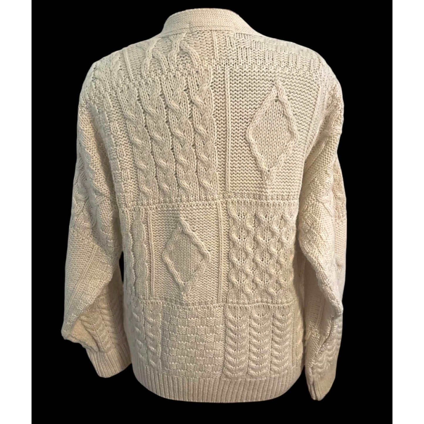 ONLY ONE!!! Vintage Chunky Irish Aran Crafts Handknit Wool Cardigan ~ Size M