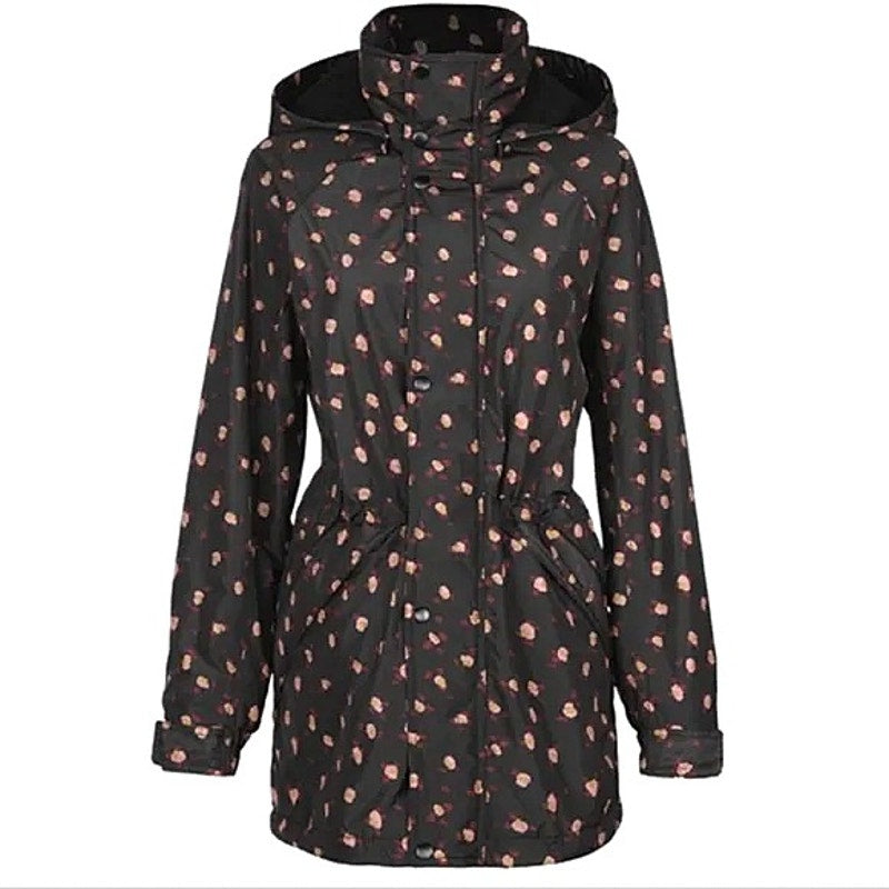 cabi Rainy Day Hooded Anorak Jacket | Black Floral | Curated Classic