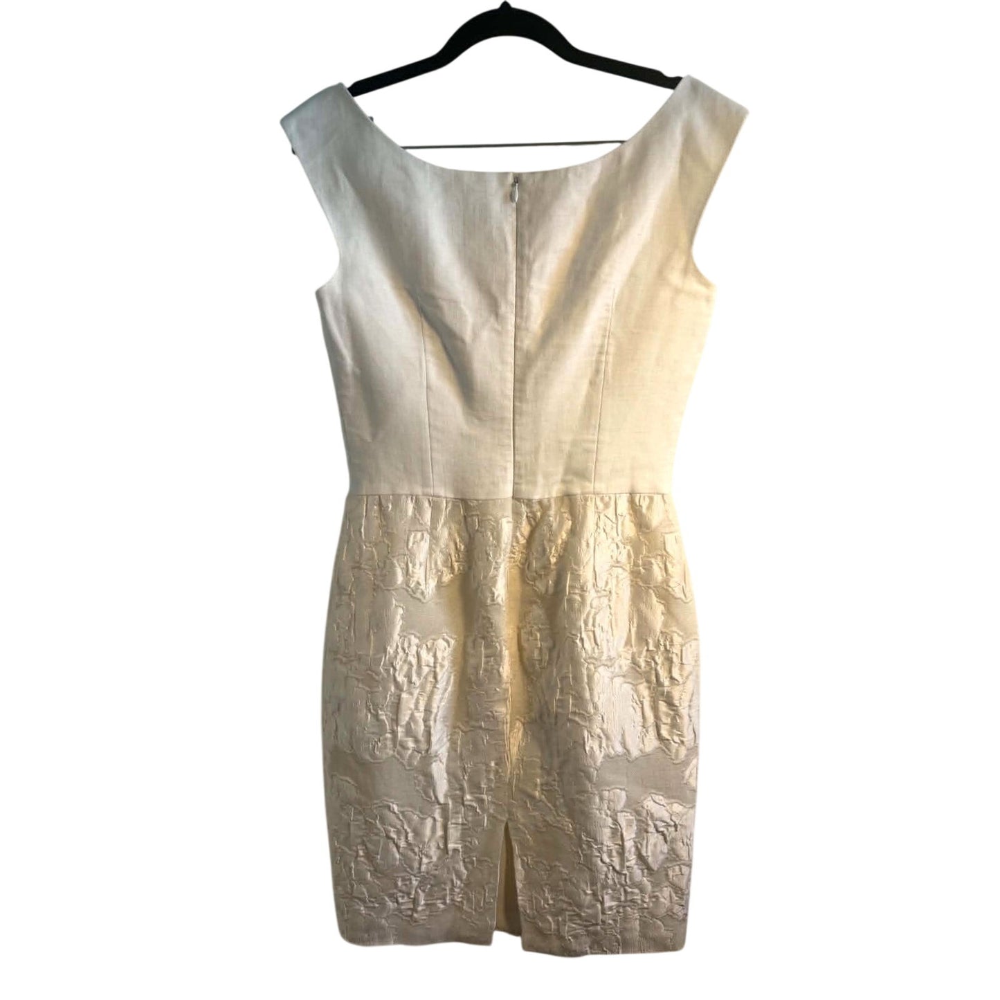 Giambattista Valli Paris Ivory Linen Silk Jacquard Dress IT 42 Italy Spring 2014