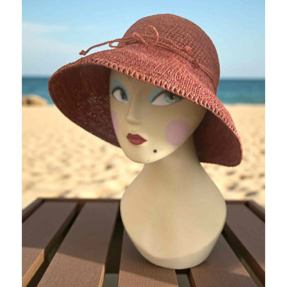 ONLY ONE!!! Helen Kaminski 100% Raffia Sun Hat in Burnt Orange ~ Handmade in Madagascar