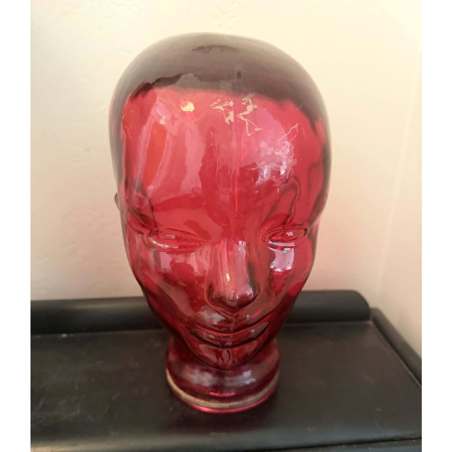 Vintage Cranberry Red Pink Glass Mannequin Head