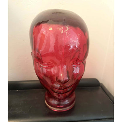 Vintage Cranberry Red Pink Glass Mannequin Head