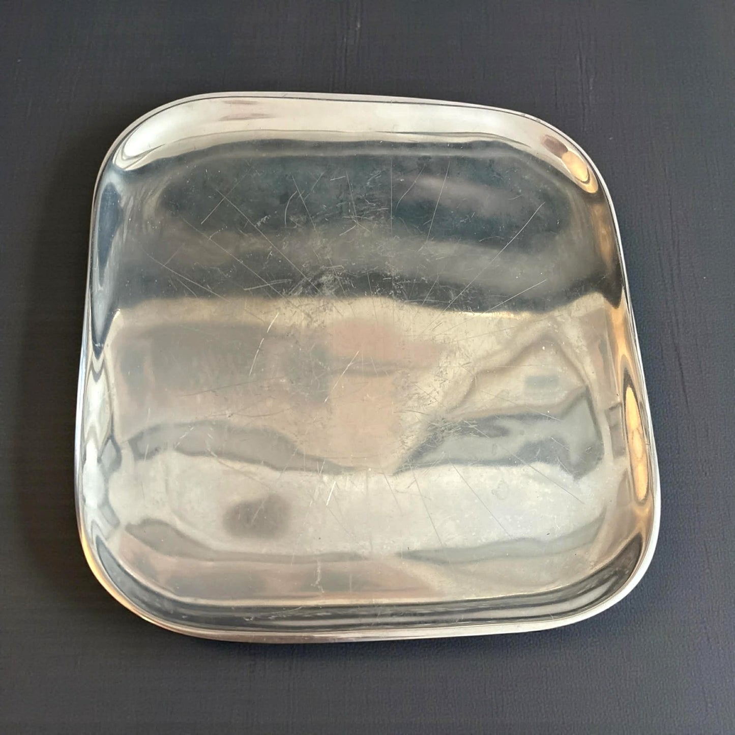 ONLY ONE!!! Vintage Nambe USA Aluminum Alloy 3-Pc Salad Set Bowl Tray Servers