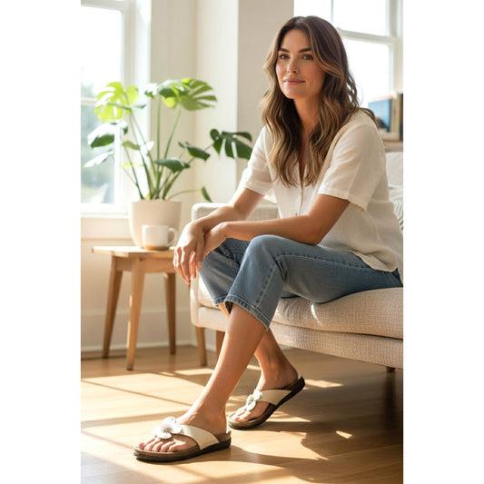 Mephisto White Violette Leather Comfort Sandals – EU 39