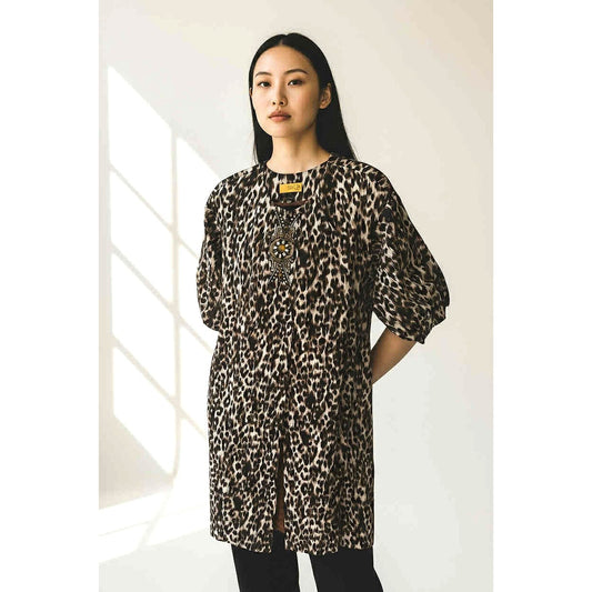 ONLY ONE!!! Vintage SoCal by St. John Leopard Animal Print Knit Jacket Dress Tunic