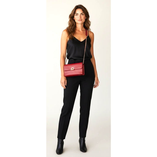 Vintage Lord & Taylor Red Leather Shoulder Bag