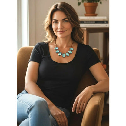 Mid-Century Blue Rhinestone Choker Necklace