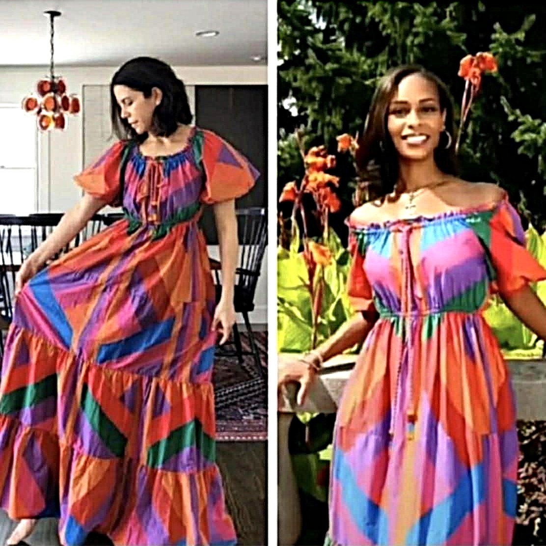 Farm Rio Colorful Geometric Maxi Dress – NWT Size L