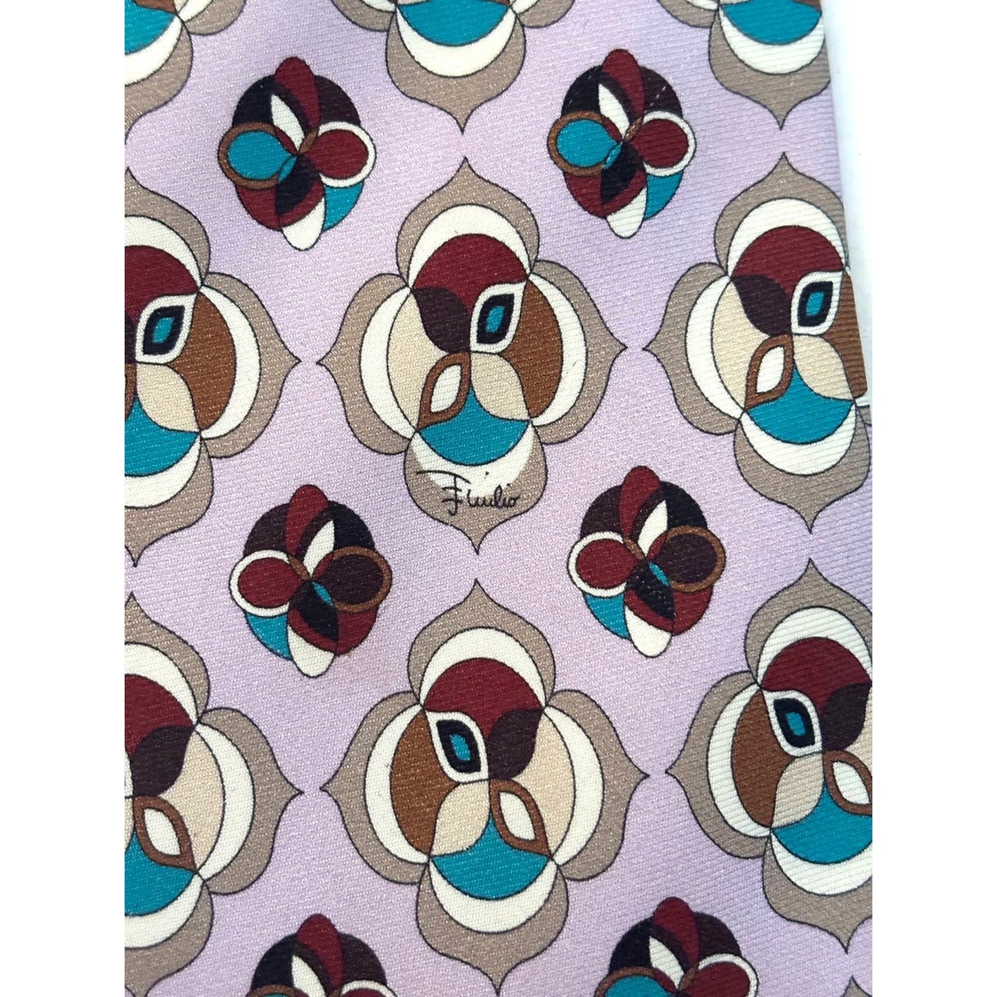 ONLY ONE!!! Emilio Pucci Firenze Lavender Ornate Colorful Silk Tie