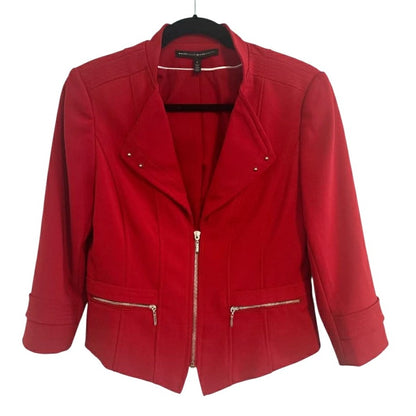 White House Black Market Red Zip Front Jacket – Size 6