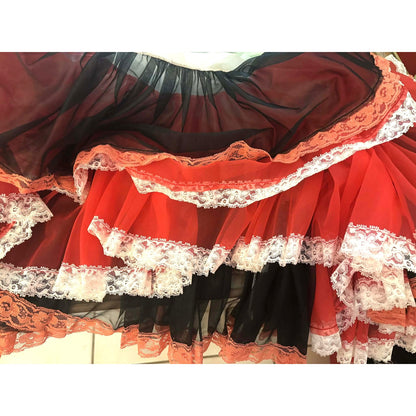 ONLY ONE!!! Vintage 1950s Gladmate Layered Slip Skirt Lace Trim ~ Size M