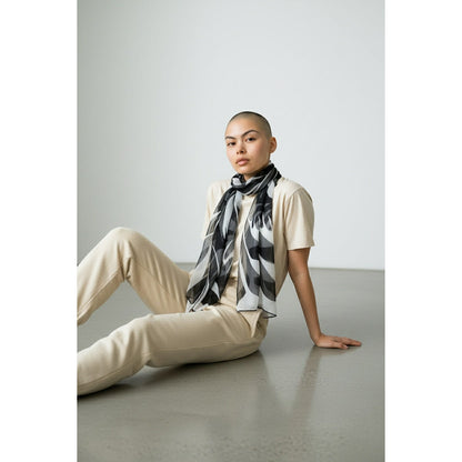 ONLY ONE!!! Vintage Vera Neumann Signed Black & White Silk Chiffon Oblong Scarf