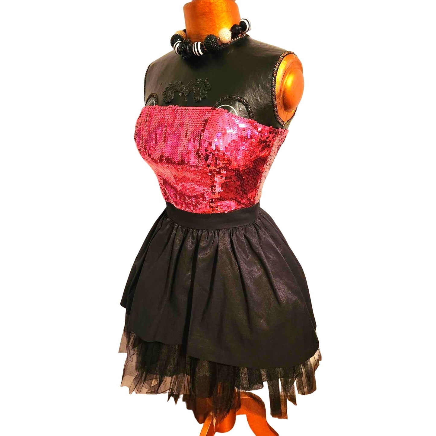 ONLY ONE!!! Vintage Betsey Johnson Pink & Black Sequin Party Dress ~ Size 4