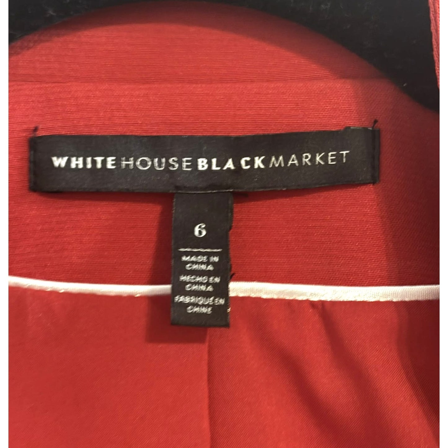 White House Black Market Red Zip Front Jacket – Size 6