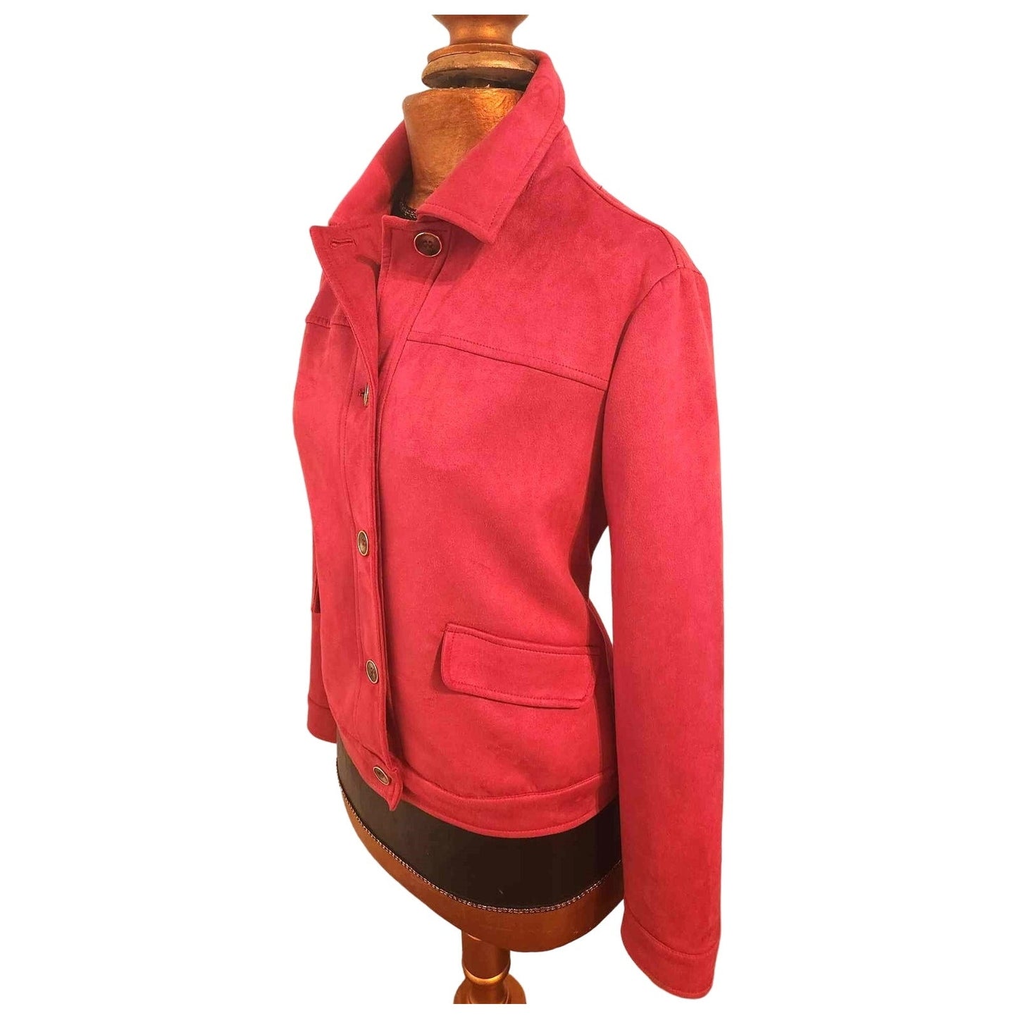 Chico’s Vibrant Red Velour Button-Front Jacket – Size 1 (M/L)