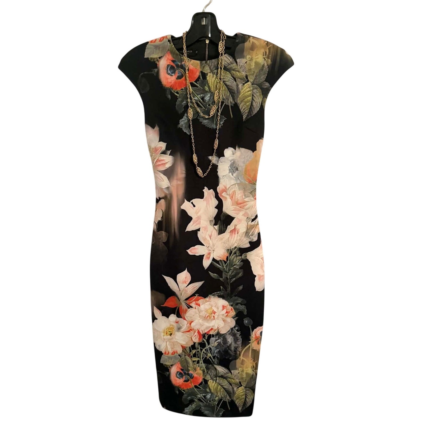 Ted Baker London Black Candiss Opulent Bloom Print Midi Dress Size 0