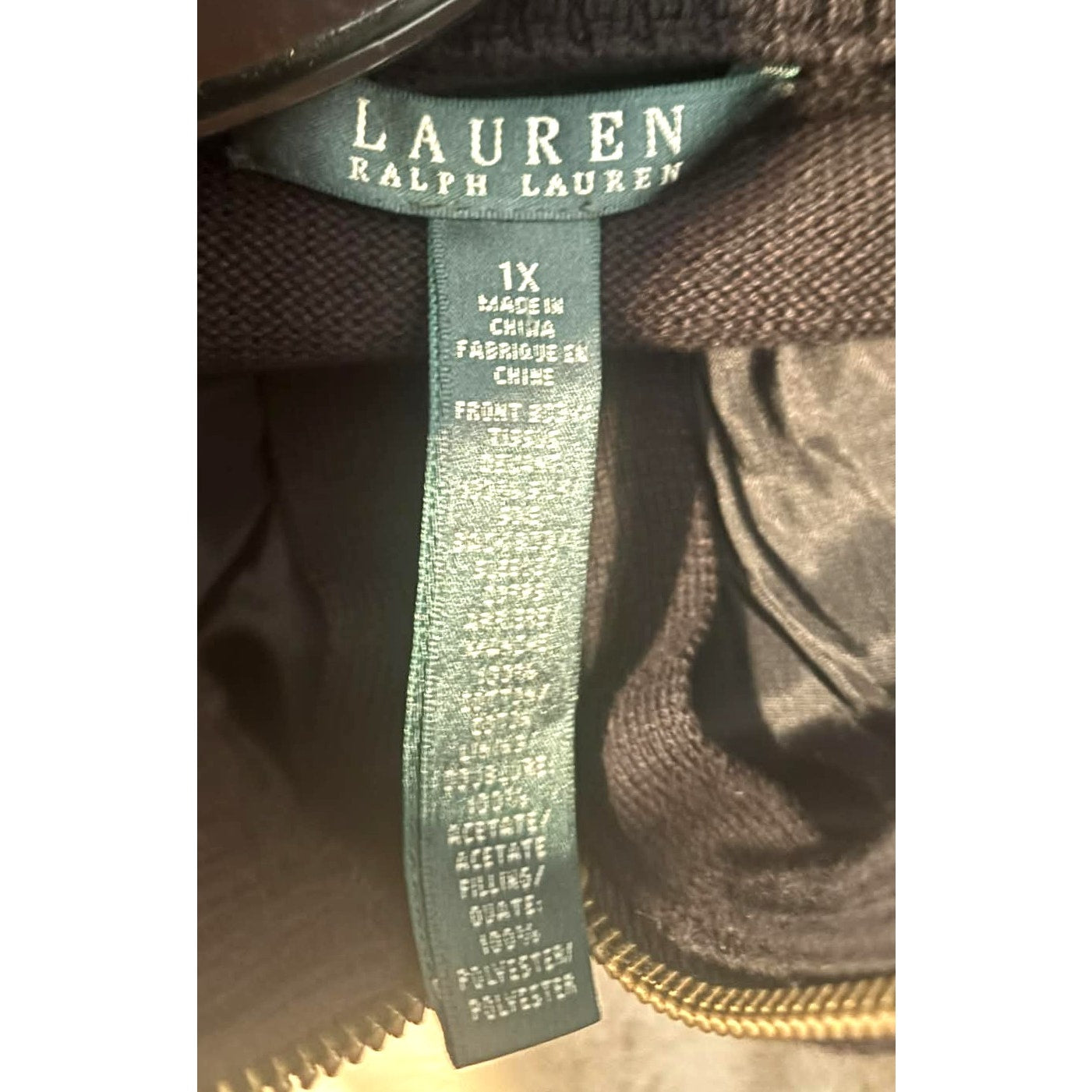 Lauren Ralph Lauren Plus Size 1X Silk Equestrian Zip Jacket