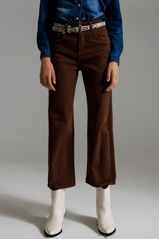 Modern Wide Leg Crop Jeans – Mocha Casual Chic