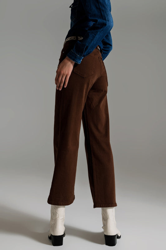 Modern Wide Leg Crop Jeans – Mocha Casual Chic