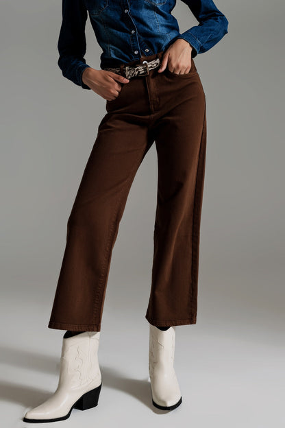 Modern Wide Leg Crop Jeans – Mocha Casual Chic