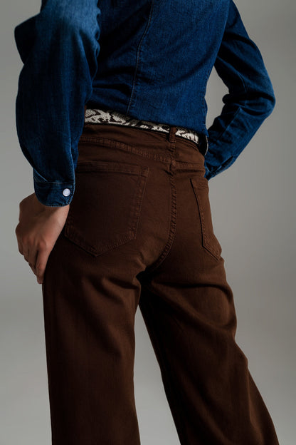 Modern Wide Leg Crop Jeans – Mocha Casual Chic