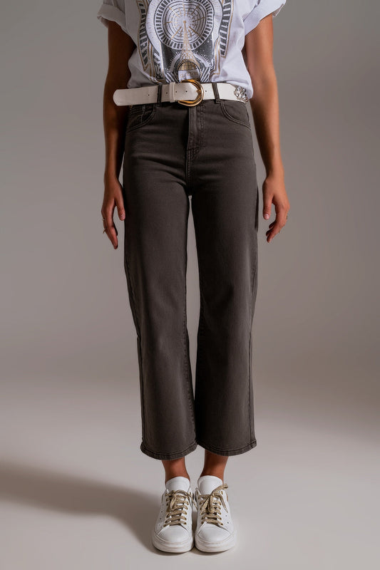 🖤 Effortless Edge: Cropped Wide Leg Jeans in Smoky Grey