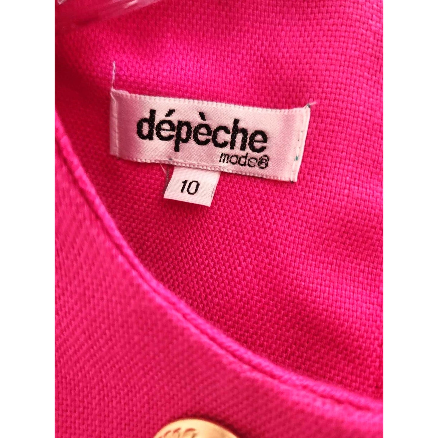 ONLY ONE!!! Vintage Depeche Hot Pink Wool Crepe Dress Coat with Gold Buttons ~ Size 10